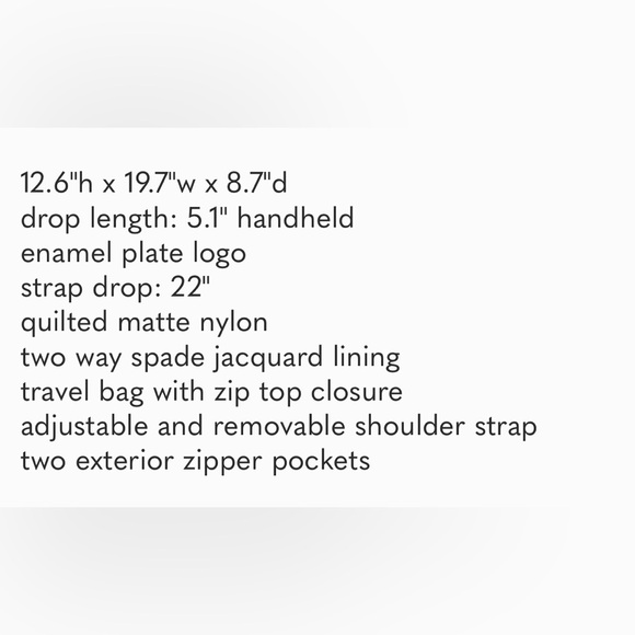 Like new Kate spade Wilson road Carmella quilted black nylon travel bag - Picture 8 of 14